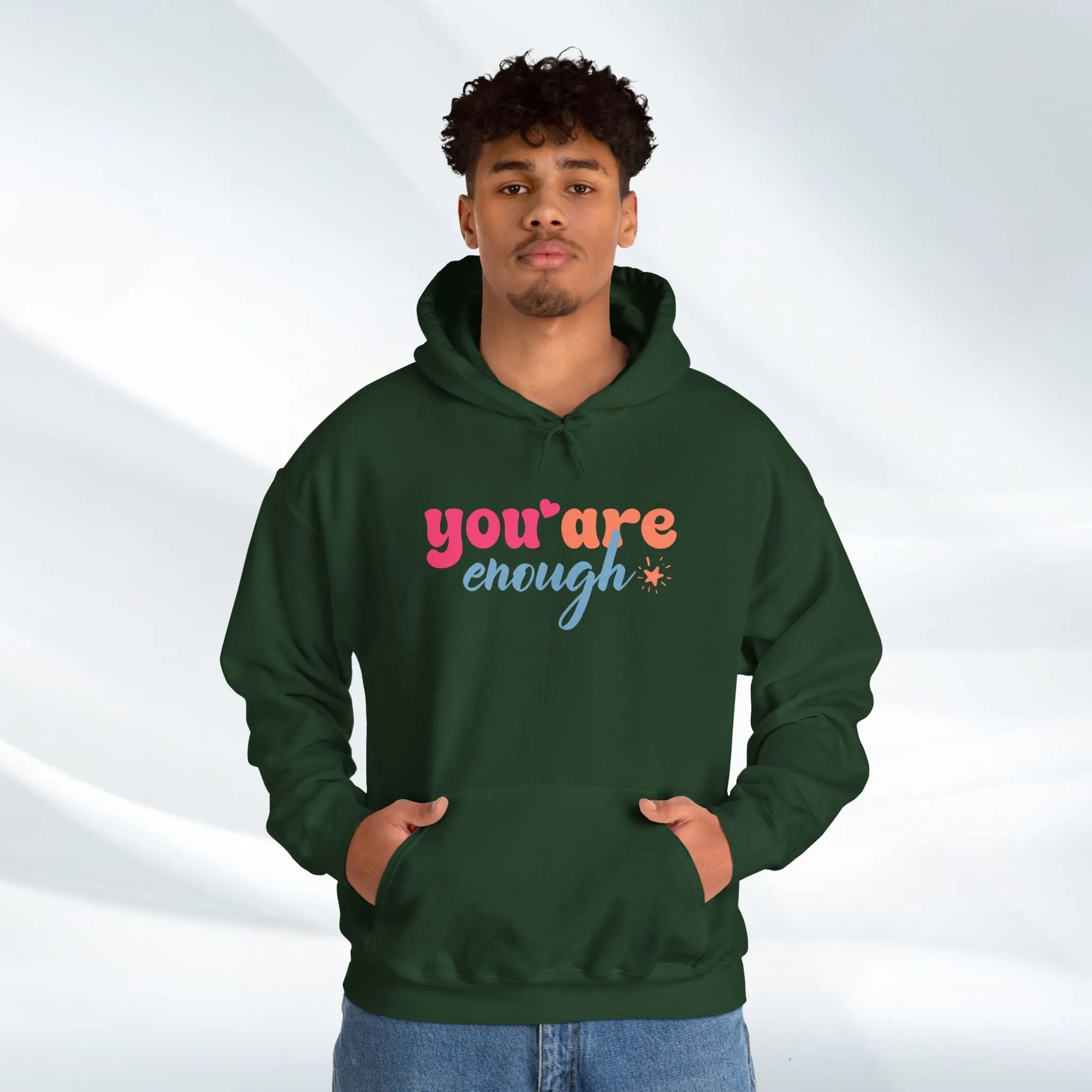 Inspirational Unisex Hoodie - 'You Are Enough' Motivational Sweatshirt for Self-Love & Positivity
