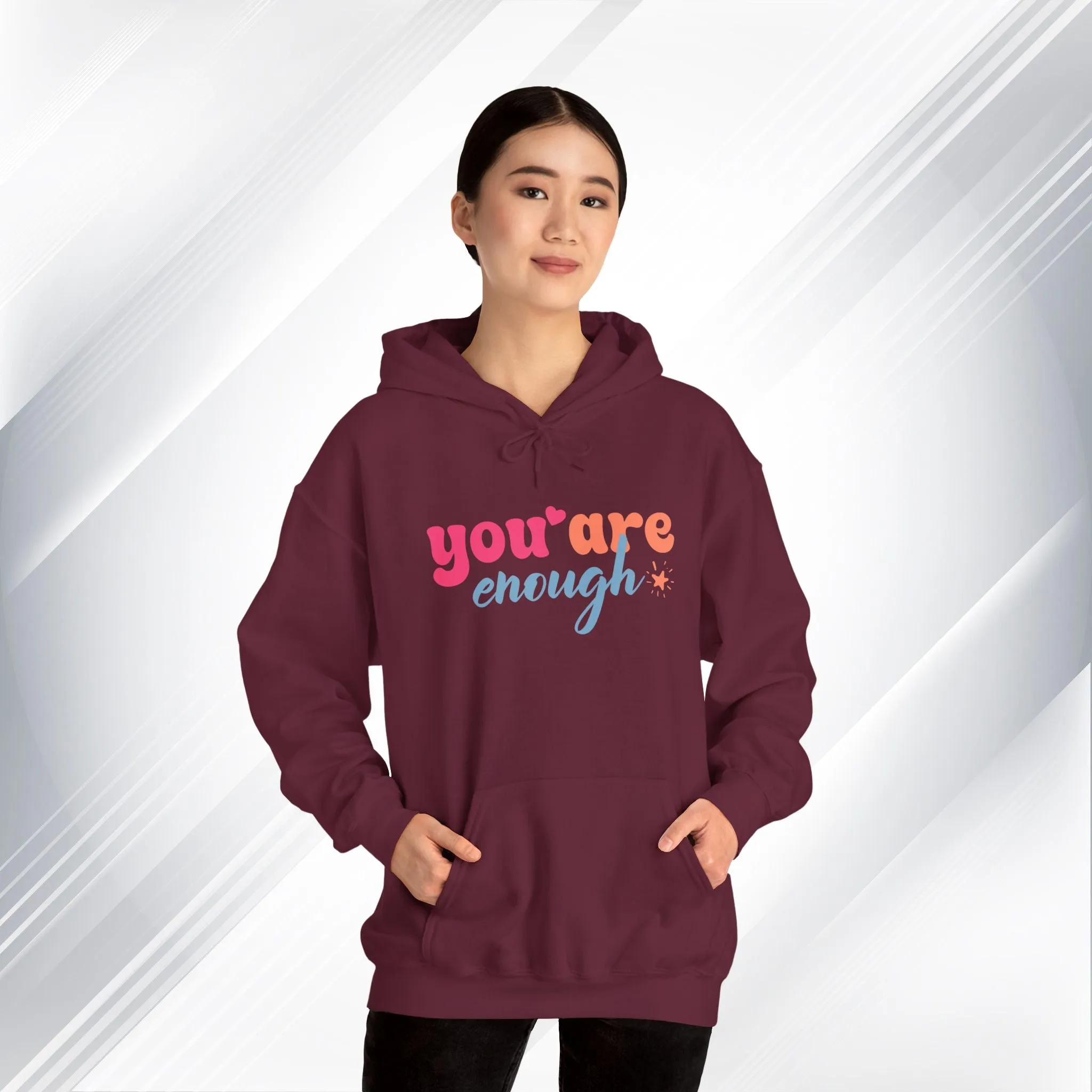 Inspirational Unisex Hoodie - 'You Are Enough' Motivational Sweatshirt for Self-Love & Positivity