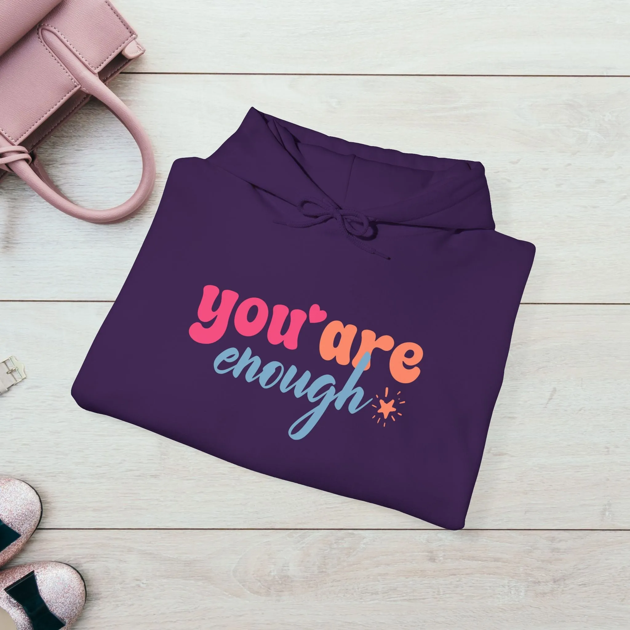 Inspirational Unisex Hoodie - 'You Are Enough' Motivational Sweatshirt for Self-Love & Positivity