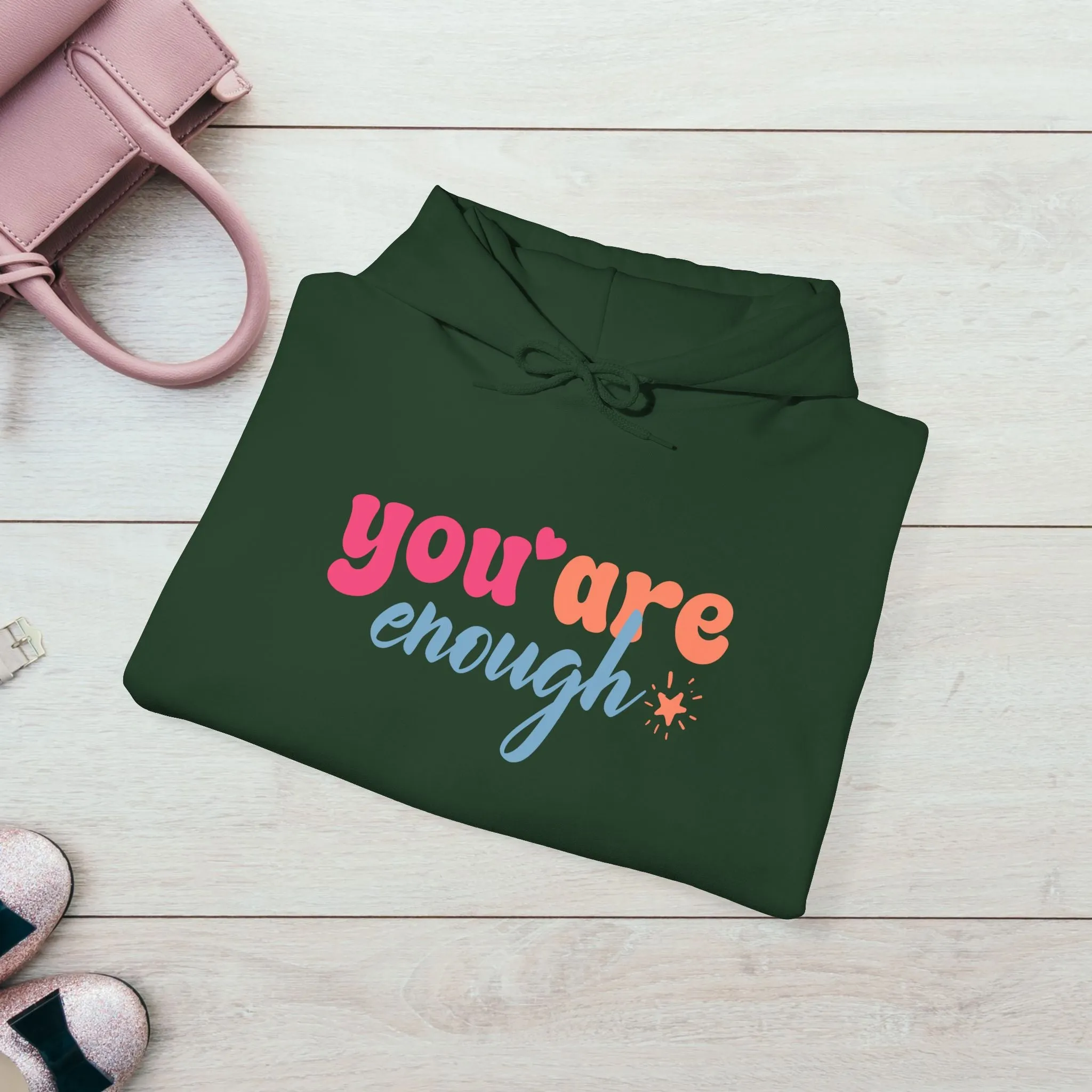 Inspirational Unisex Hoodie - 'You Are Enough' Motivational Sweatshirt for Self-Love & Positivity