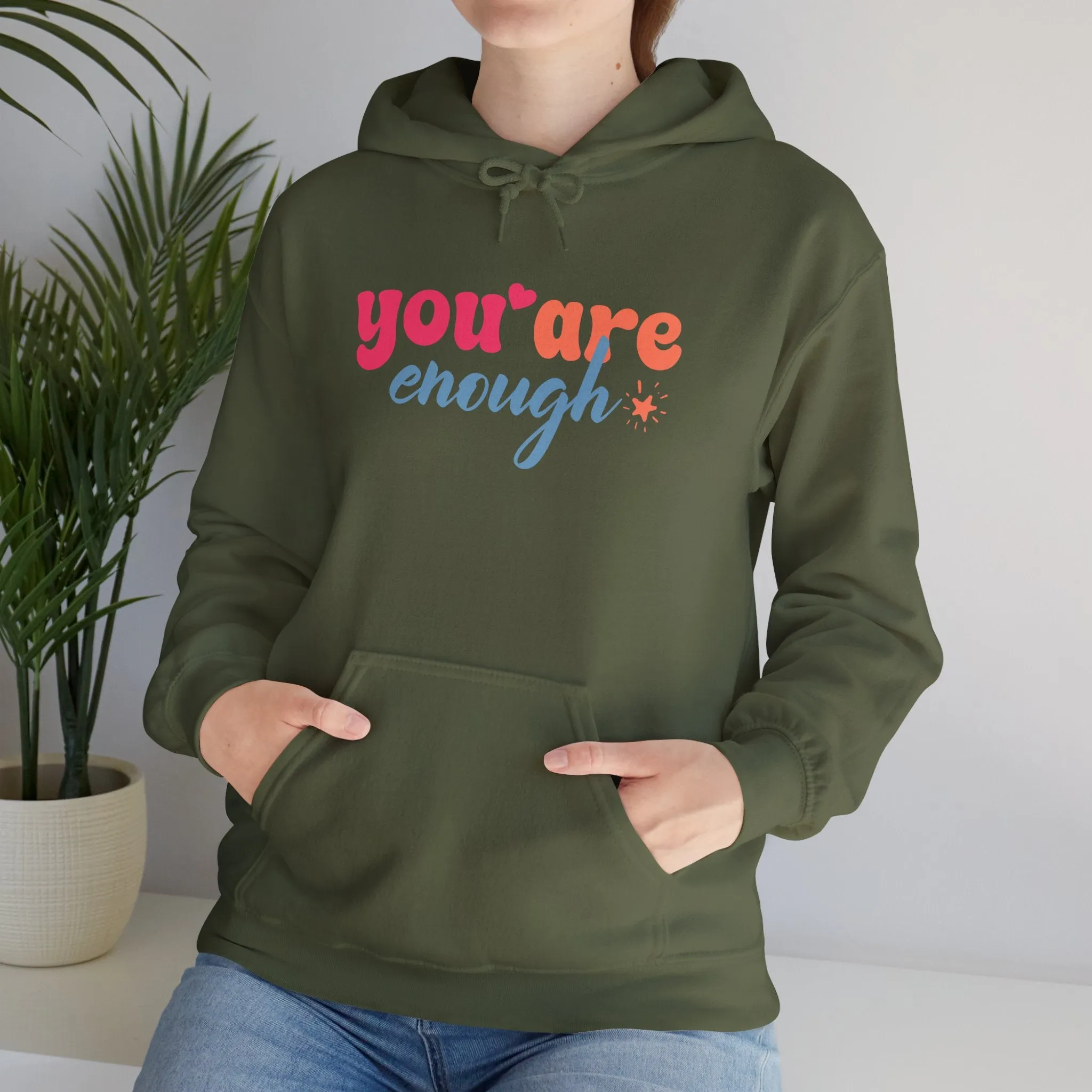 Inspirational Unisex Hoodie - 'You Are Enough' Motivational Sweatshirt for Self-Love & Positivity