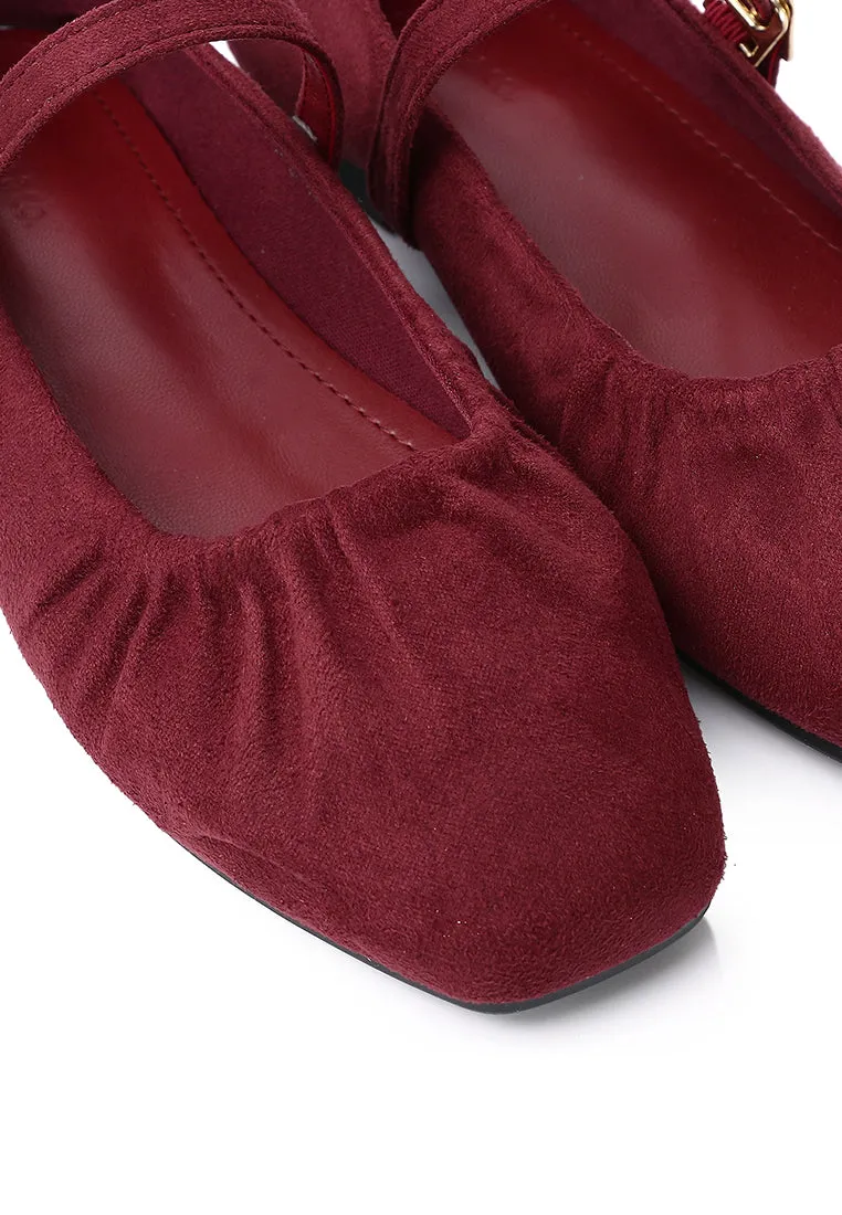 Iris Mary Jane Ballerina & Flats (Maroon)