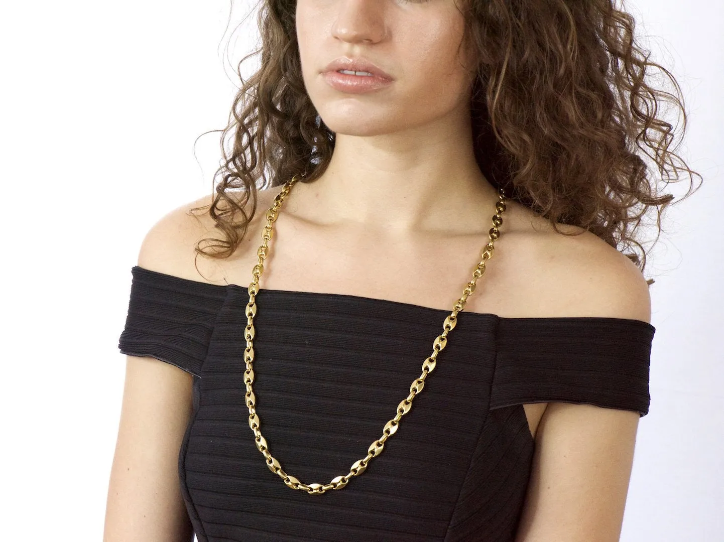 Italian 18K Gold Contemporary Unisex Anchor Link Necklace