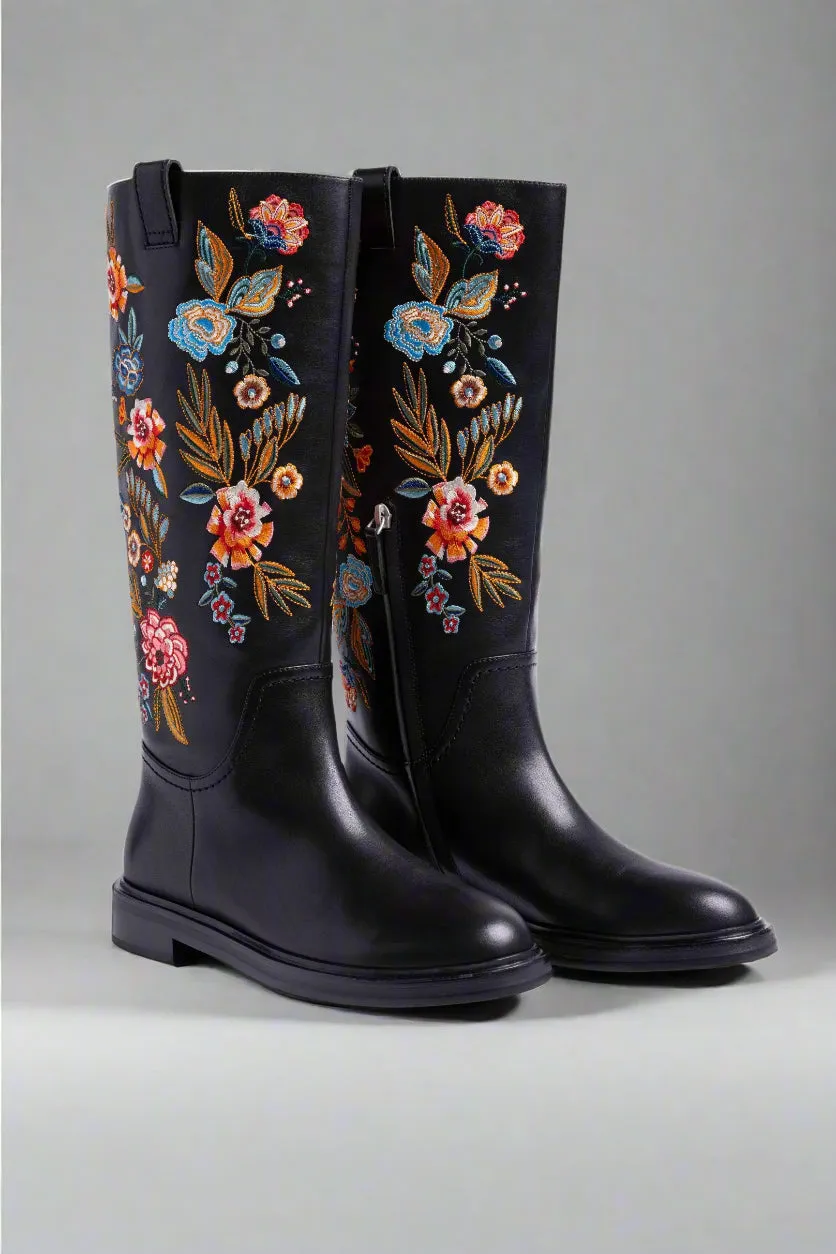 Johnny Was Black Bianca Leather Boot JWS16223