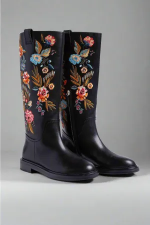 Johnny Was Black Bianca Leather Boot JWS16223