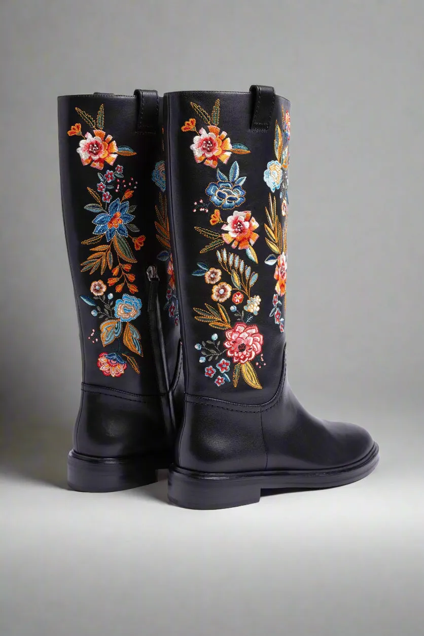 Johnny Was Black Bianca Leather Boot JWS16223