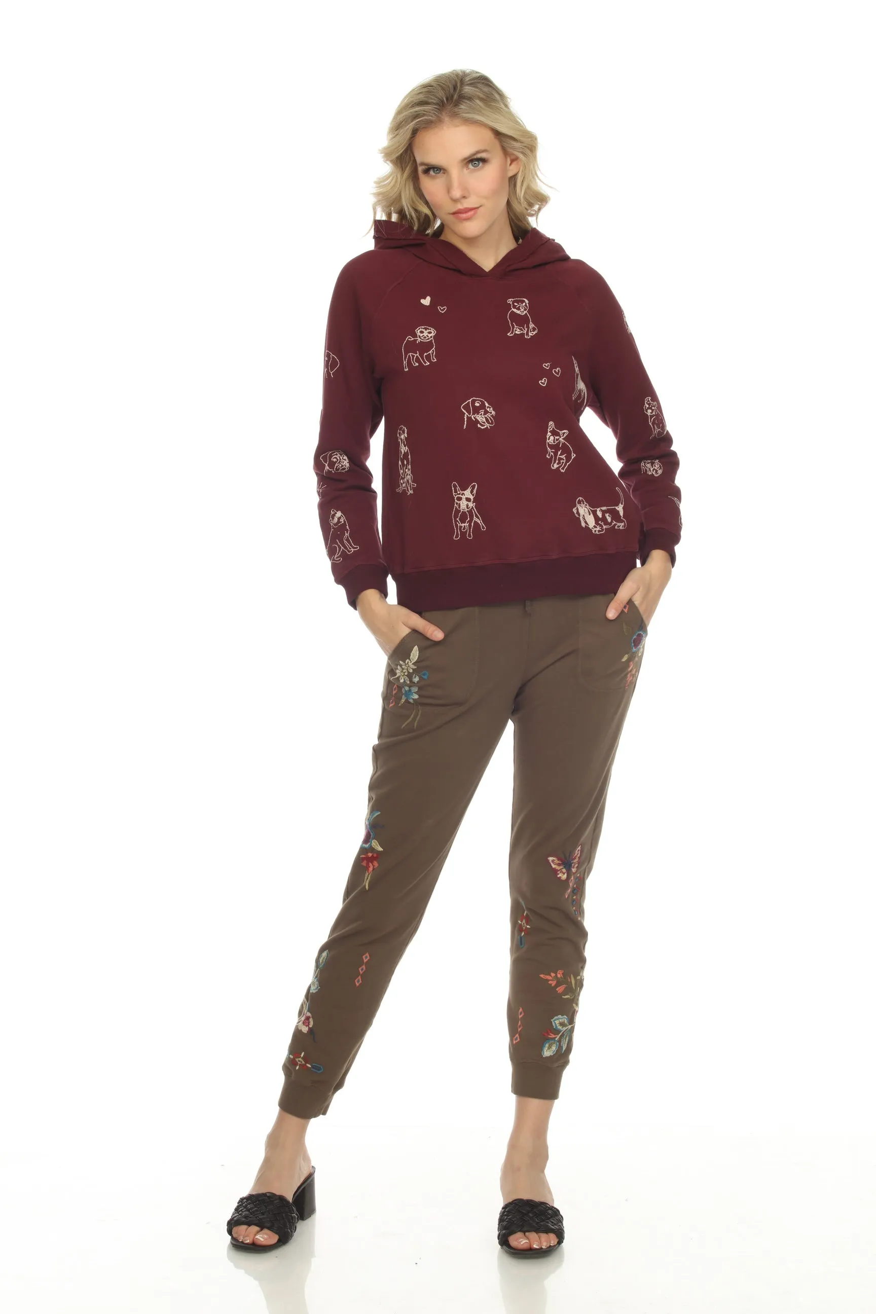 Johnny Was JWLA Tippi Cropped Hooded Sweatshirt Boho Chic J14622