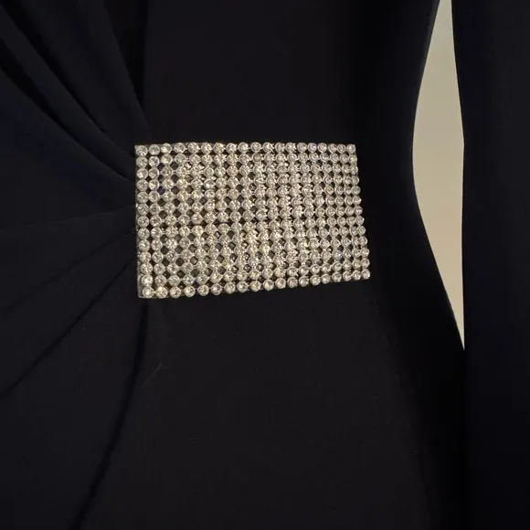 Joseph Ribkoff Black wrap style Dress with rhinestones