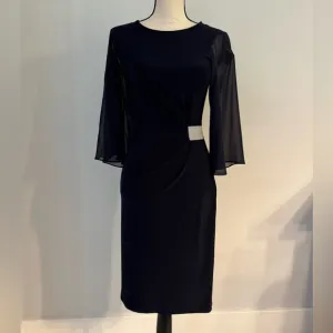 Joseph Ribkoff Black wrap style Dress with rhinestones