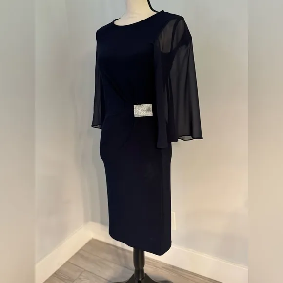 Joseph Ribkoff Black wrap style Dress with rhinestones