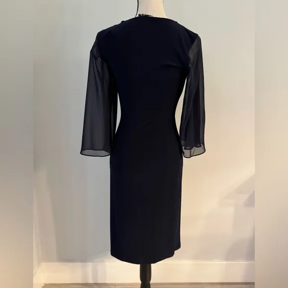 Joseph Ribkoff Black wrap style Dress with rhinestones