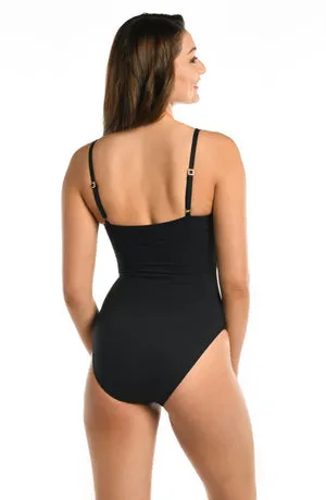 La Blanca Island Goddess Asymmetrical Twist One Piece