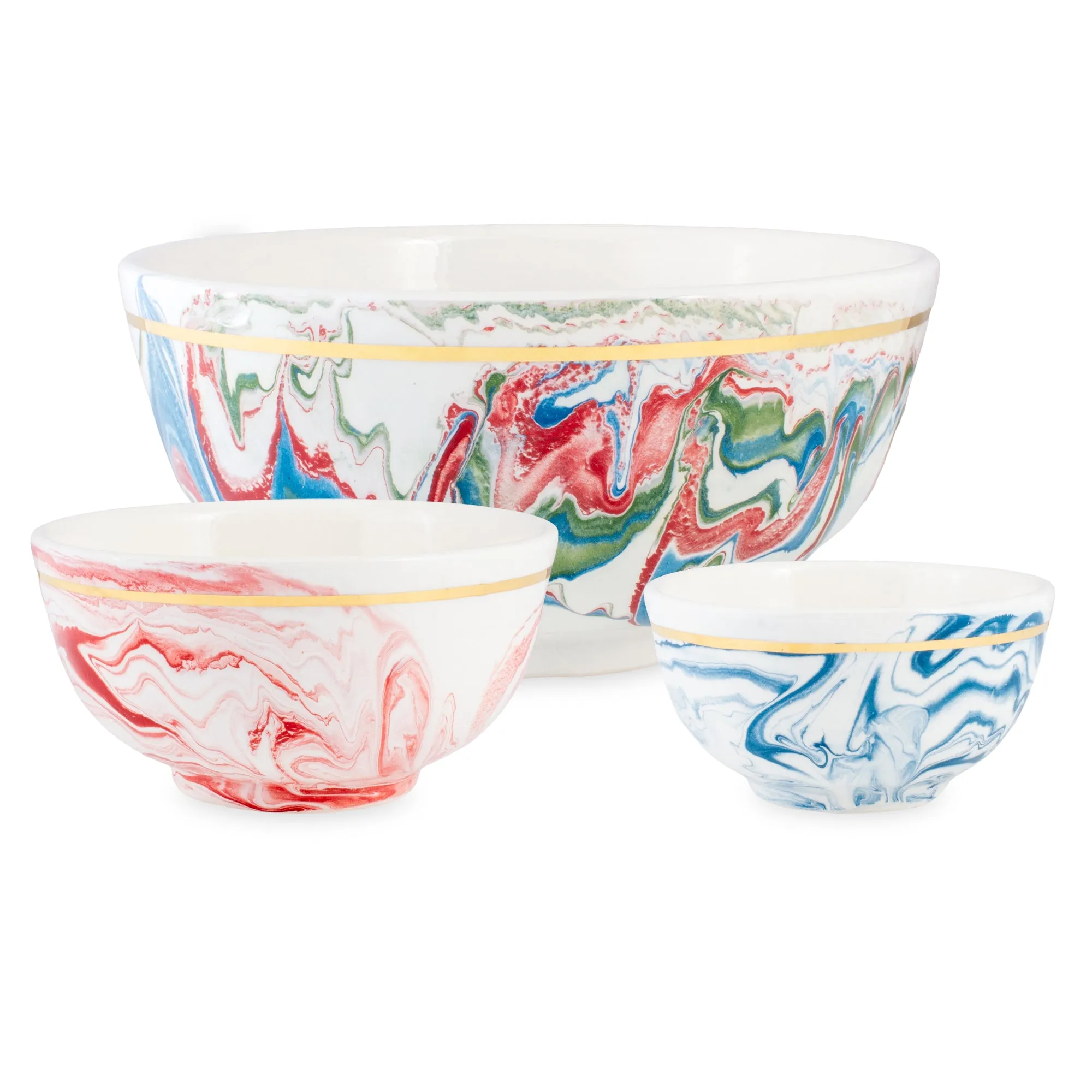Large Handmade Marble Glazed Moroccan Bowls with 12K Gold Rim