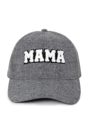 LCAP3034 - Chenille MAMA Patch Wool Touch Baseball Cap