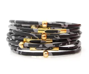 Leopard Animal Print Gray Leather Bracelet