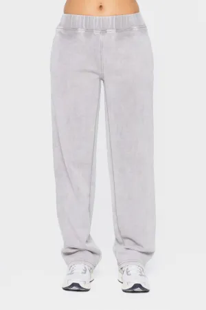 Light Gray Elastic Waist Fleece Pants with Pockets