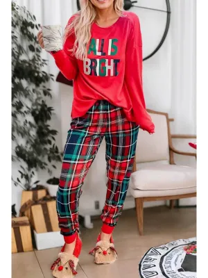 Little Daisy Closet Graphic Christmas Plaid Pajamas Set