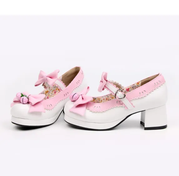LOLITA STRAWBERRY BELLS BOW STRAP HIGH-HEELED SHOES     yc21023