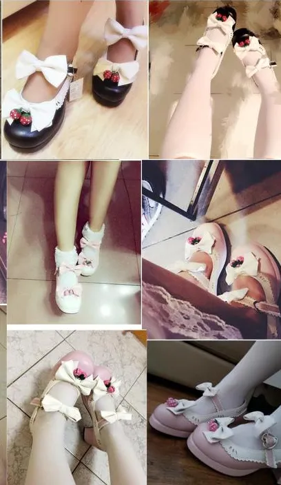 LOLITA STRAWBERRY BELLS BOW STRAP HIGH-HEELED SHOES     yc21023