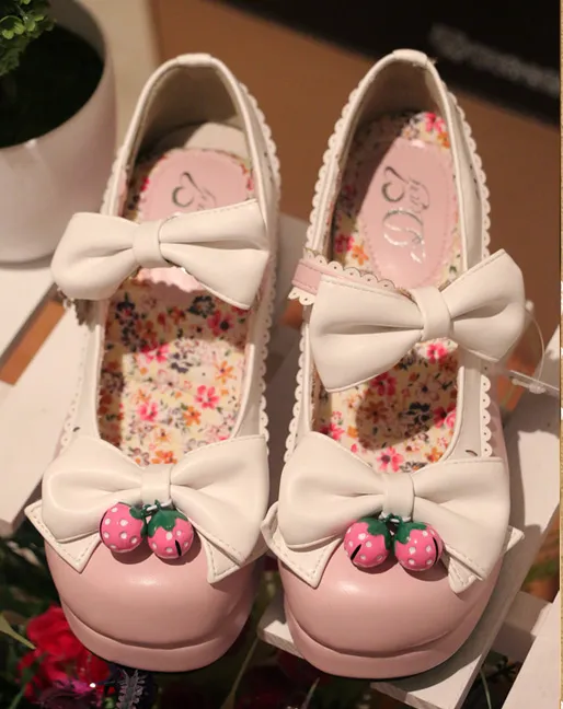 LOLITA STRAWBERRY BELLS BOW STRAP HIGH-HEELED SHOES     yc21023