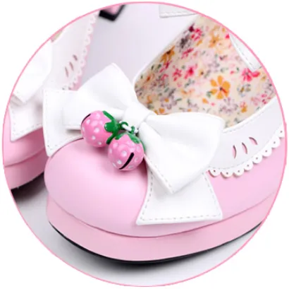 LOLITA STRAWBERRY BELLS BOW STRAP HIGH-HEELED SHOES     yc21023