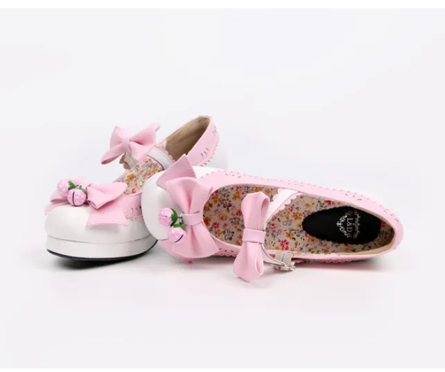 LOLITA STRAWBERRY BELLS BOW STRAP HIGH-HEELED SHOES     yc21023