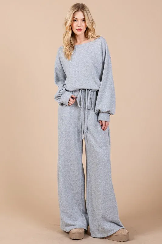 Long Sleeve Drawstring Jumpsuit