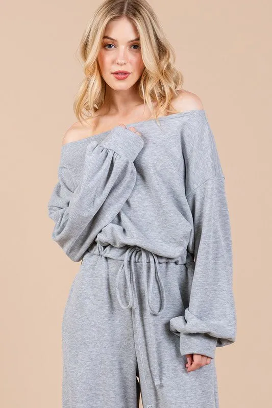 Long Sleeve Drawstring Jumpsuit