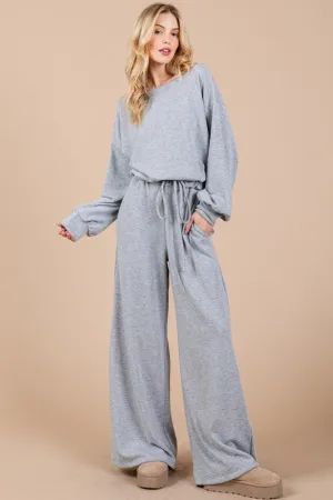 Long Sleeve Drawstring Jumpsuit
