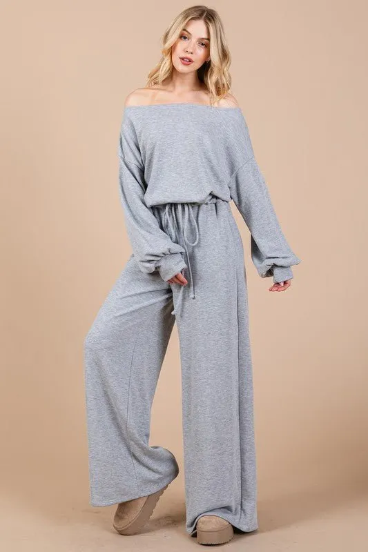 Long Sleeve Drawstring Jumpsuit