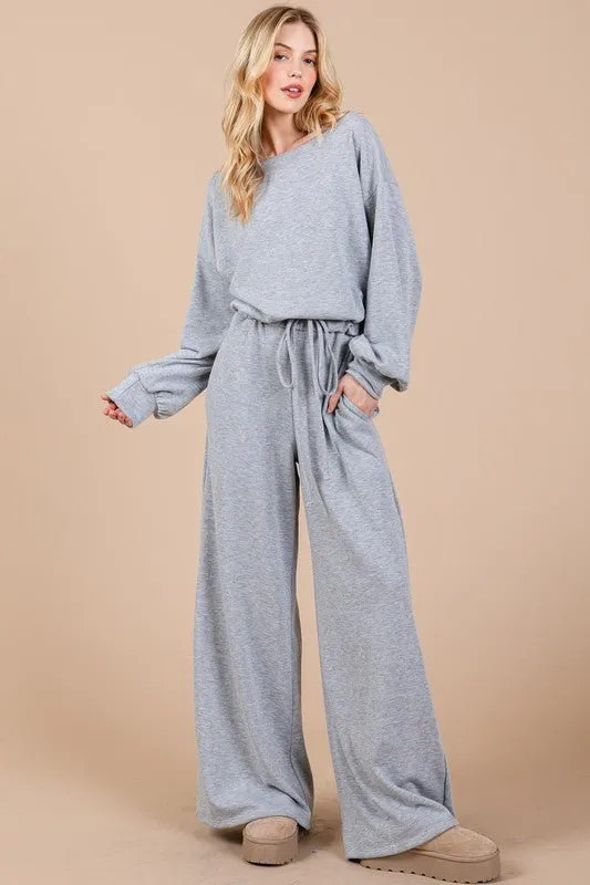 Long Sleeve Drawstring Jumpsuit