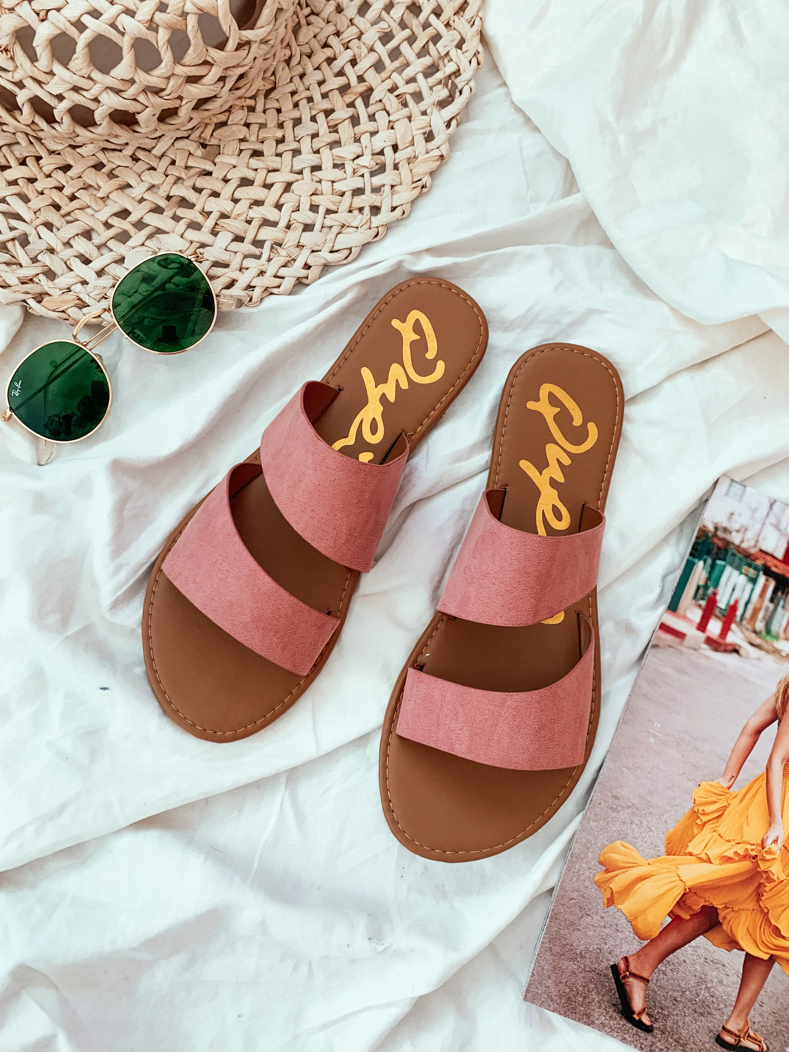 Lotus Suede Slide Sandal