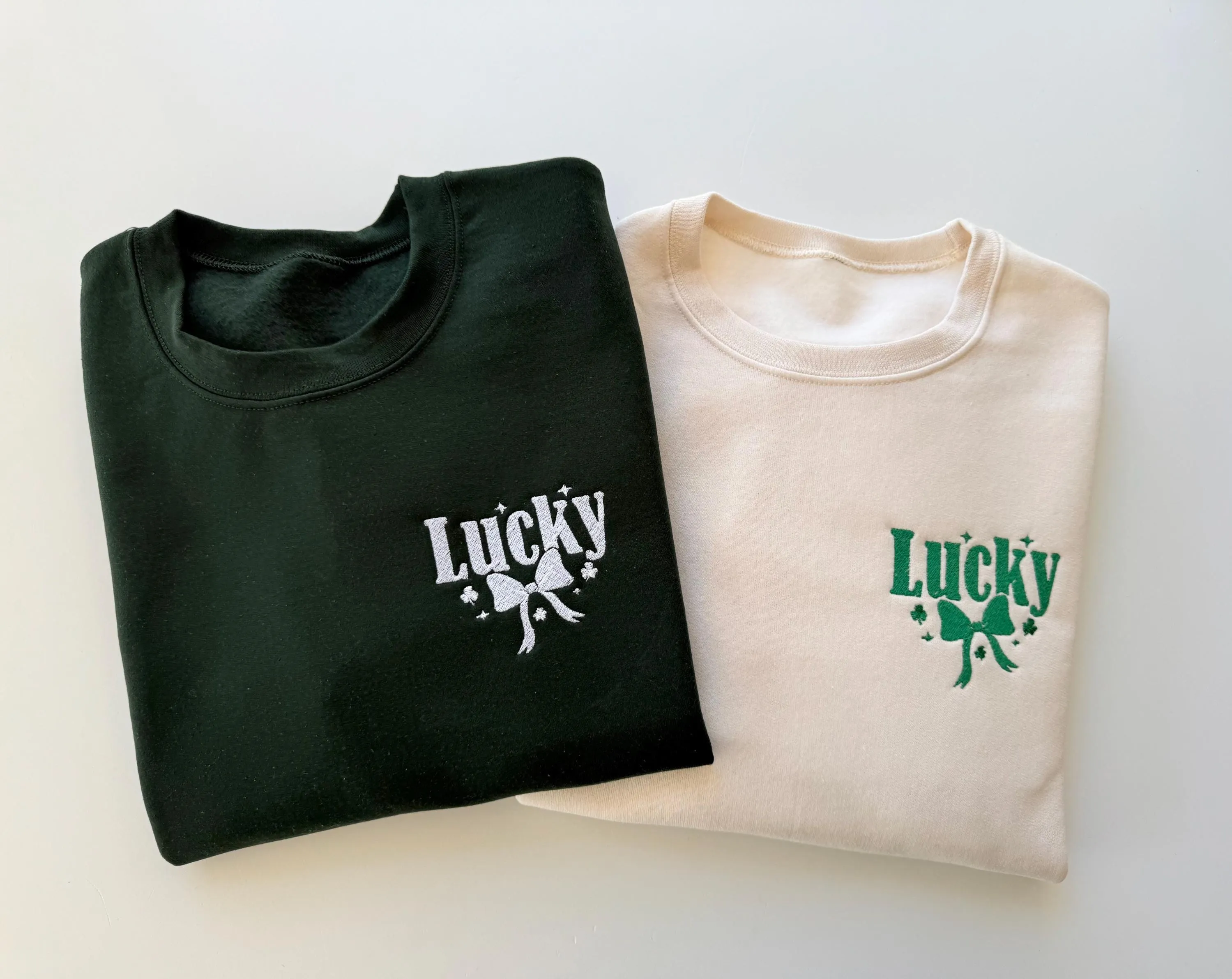 Lucky Embroidered Sweatshirt with Bow