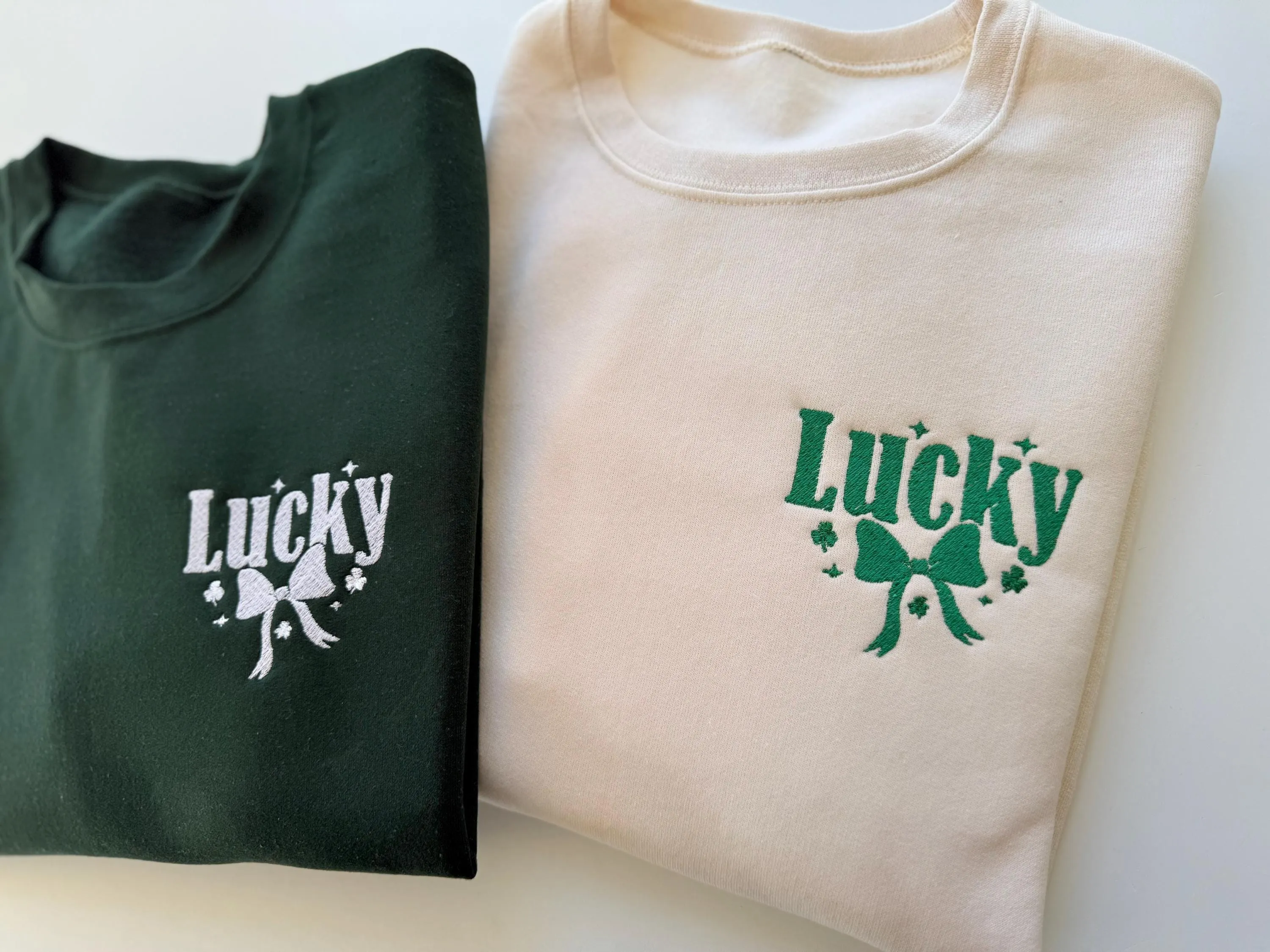 Lucky Embroidered Sweatshirt with Bow