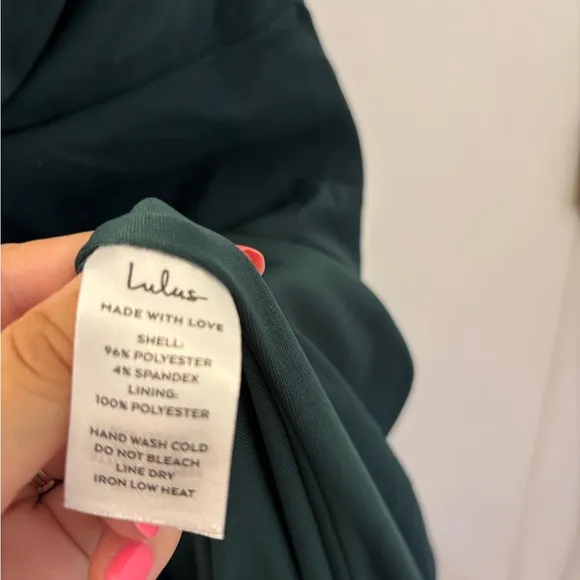 Lulus Lush Love Emerald Satin Asymmetrical Off-the-Shoulder Dress Size Small