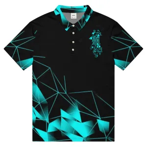 Maadish | Men’s slim fit black and turquoise polo