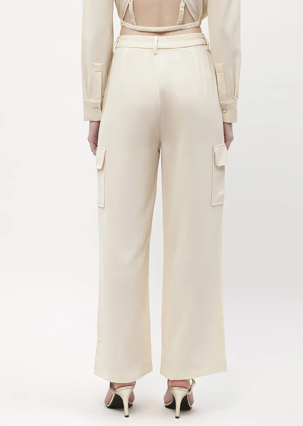 Madame Solid Beige Mid Rise Cargo