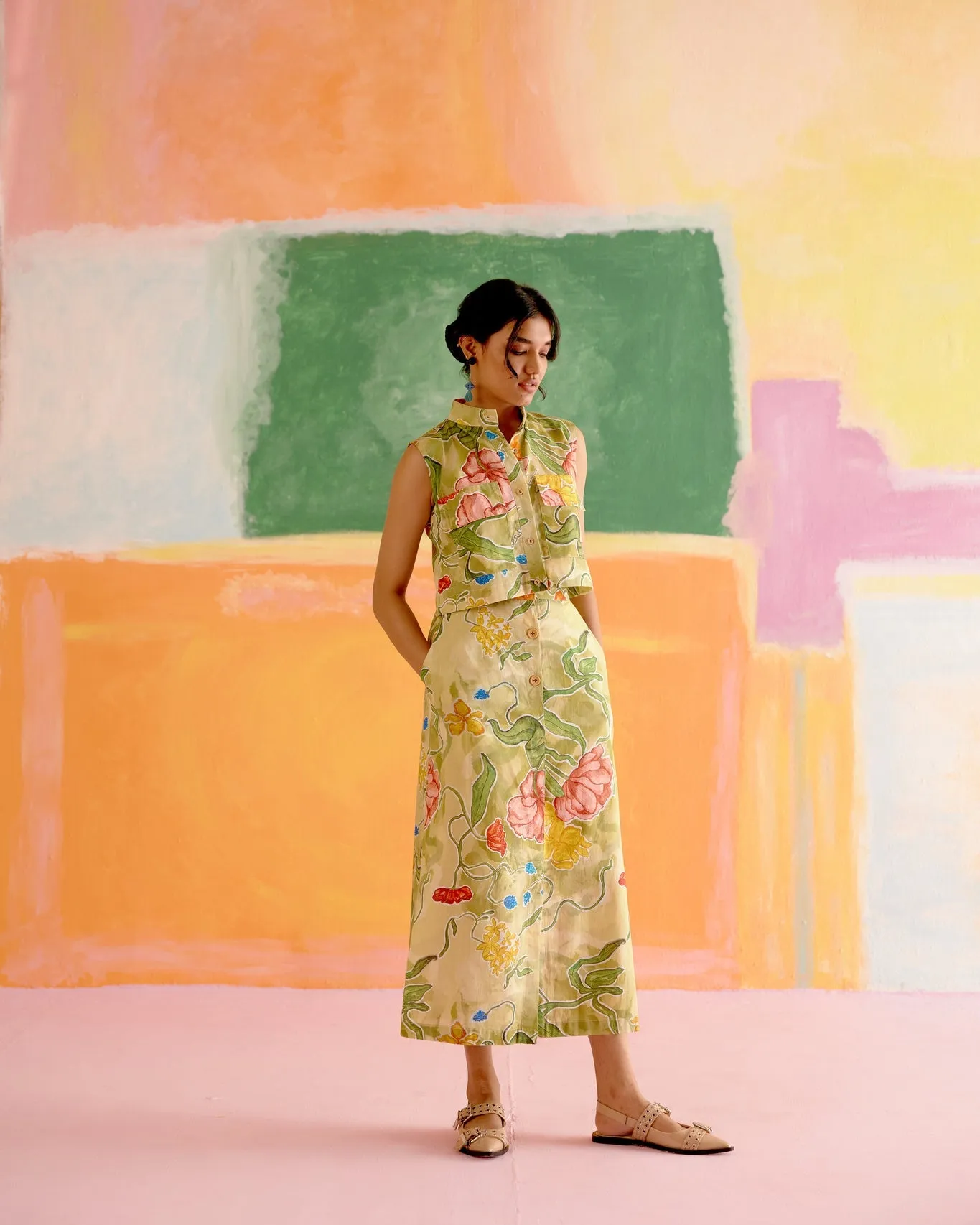 Malta Co-ord Skirt Set in Le Jardin Print