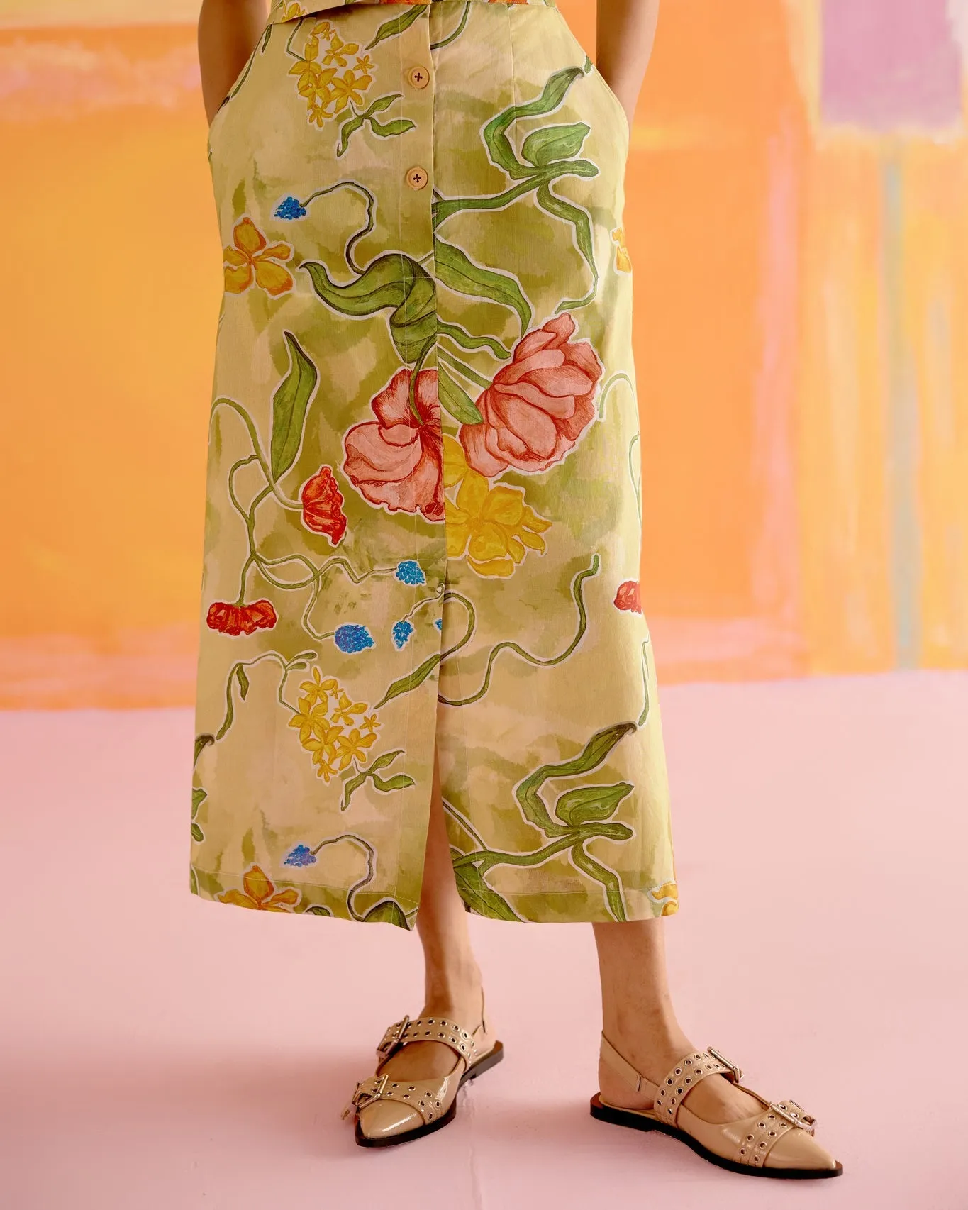 Malta Co-ord Skirt Set in Le Jardin Print