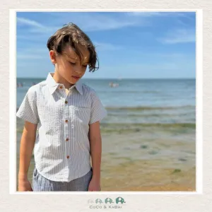 Me & Henry Grey/White Thin Double Stripe Newport Woven Shirt