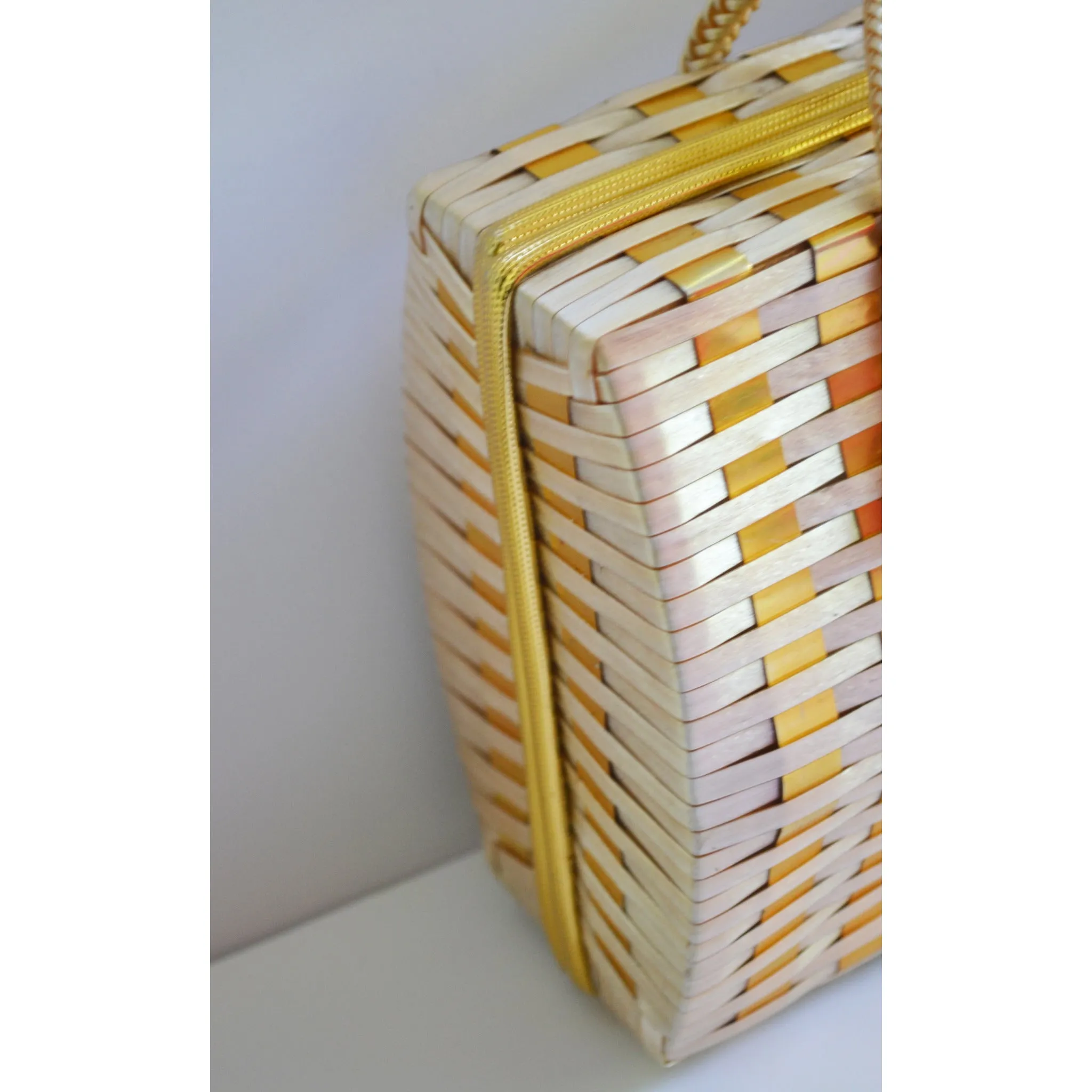 Metallic Woven Wicker Purse