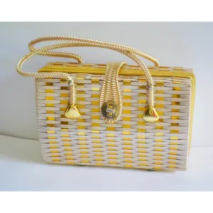 Metallic Woven Wicker Purse