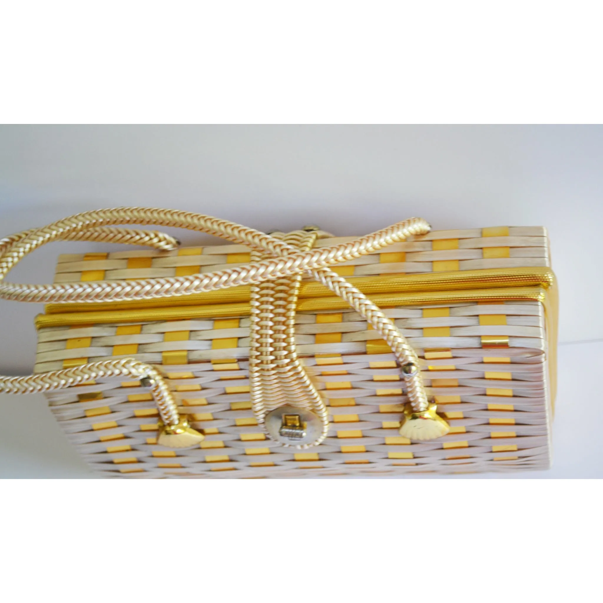 Metallic Woven Wicker Purse