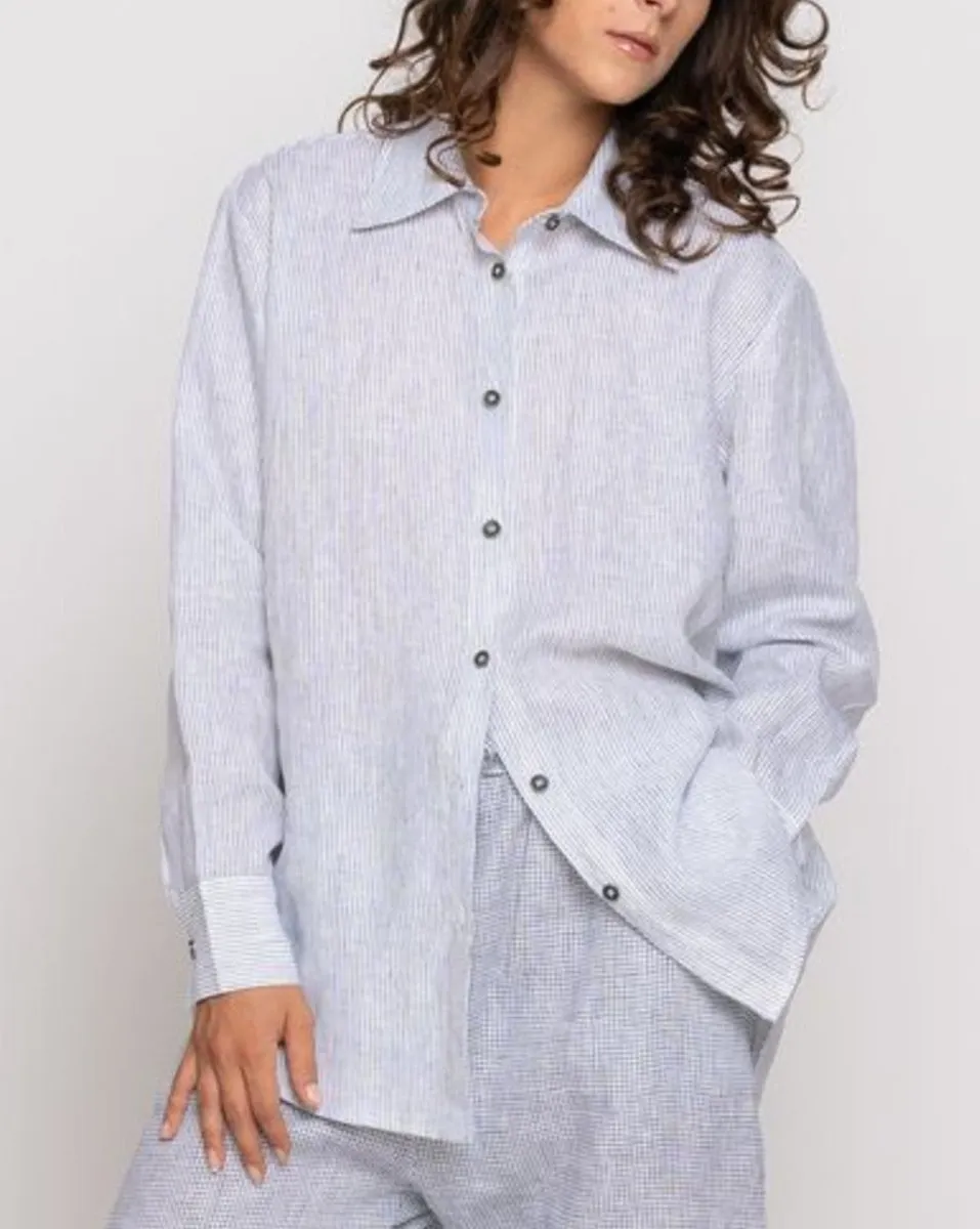 Micro Striped Button-Up Shirt