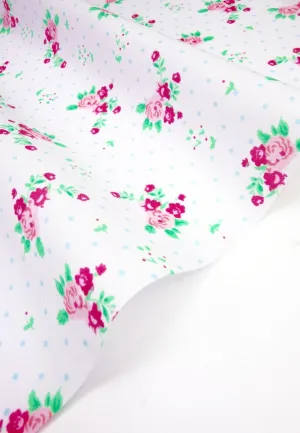 Milly White Shabby Chic Polycotton Floral Fabric Select Size