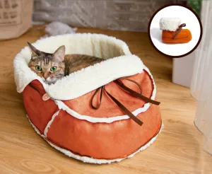 Moccasin Bed In Orange With A Matching Catnip Toy Gift Set
