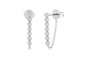 Mutli Diamond Bezel Chain Stud Earring