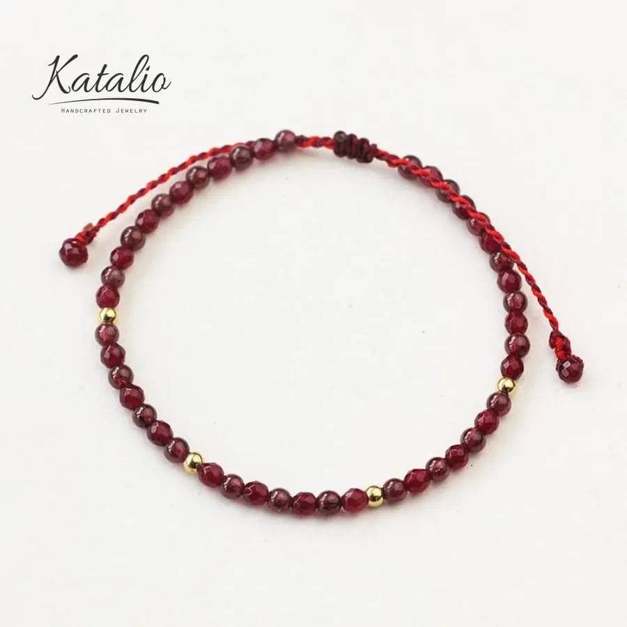 Natural Garnet Beaded Bracelet