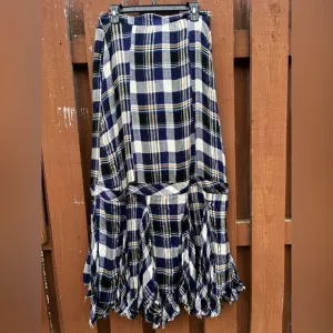 NEW Free People Bordeaux Maxi Skirt in Navy Combo Plaid 90s Grunge SZ Medium