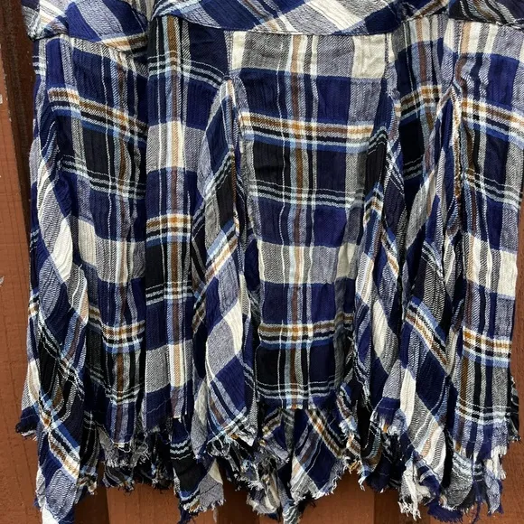 NEW Free People Bordeaux Maxi Skirt in Navy Combo Plaid 90s Grunge SZ Medium